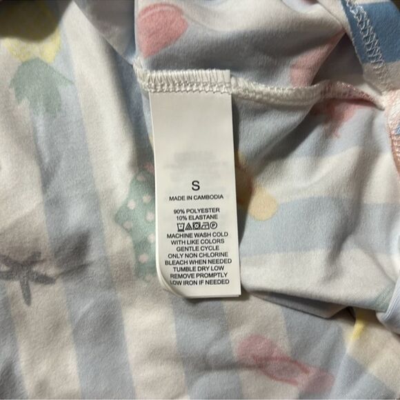 kate spade S White Aqua Blue Vertical Stripe Beach Themed Top Crop Pants PJ Set - Picture 11 of 11